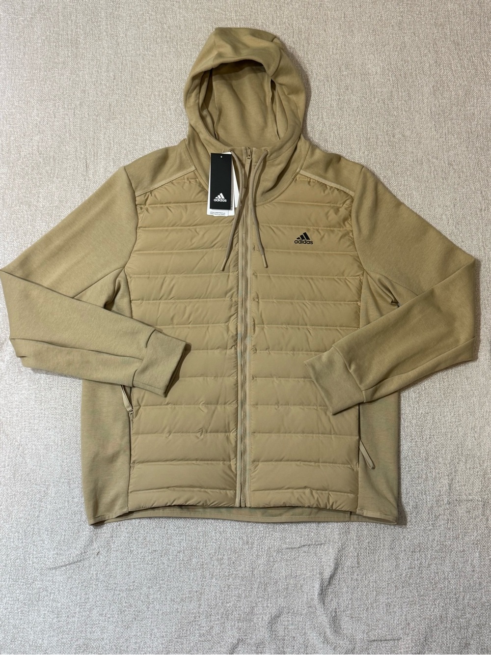Adidas Conextbaffles Hybrid Puffer Jacket Men L Tan Hooded Gorpcore NWT